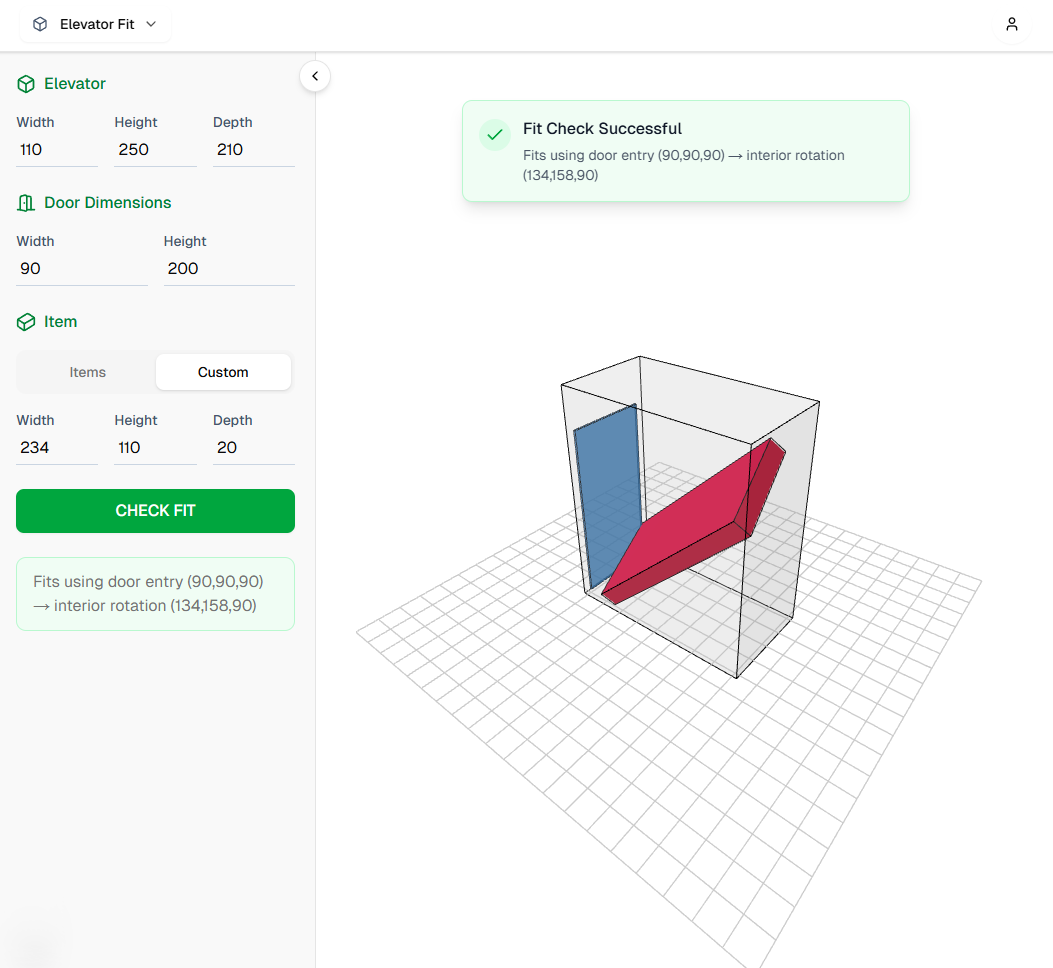 Elevator Fit - Successful fit check